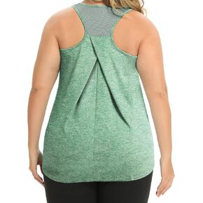 FOREYOND Women's Plus Size Workout Tank Tops Loose Fit Yoga Racerback Athletic Tops Sleeveless Summer Shirts