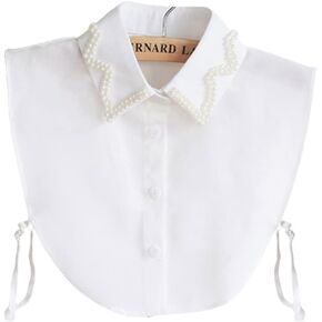 LoudSung False Collar Detachable Half Shirt Blouse Fake Collar Elegant Embroidery Rhinestones Designs for Women Girls