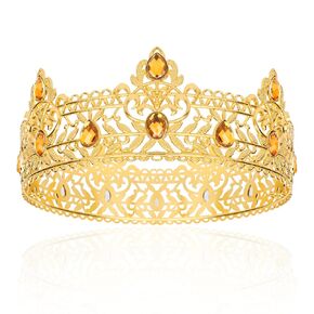 تاج الملك، تيجان CIEHER King للرجال كريستال باروكي تاج ملكي للرجال وحفلة موسيقية ولي العهد الأمير تيارا للنساء تاج شرير لأعياد الميلاد والهالوين وديكورات أعياد الميلاد للرجال، تاج الملك الذهبي والأحمر