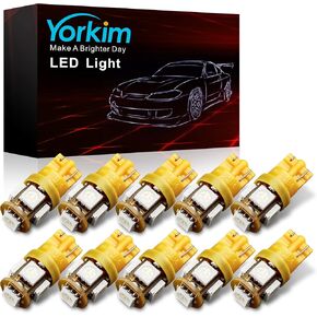 yorkim 194 لمبات LED بيضاء 6000k فائقة السطوع الجيل الخامس، T10، 168 لمبة LED للسيارة الداخلية قبة خريطة الباب أضواء لوحة الترخيص W5W 2825، حزمة من 10