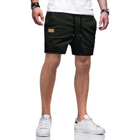 JMIERR Mens Casual Shorts - Cotton Drawstring Summer Beach Stretch Twill Chino Golf Shorts with Pockets