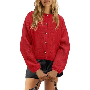 Nirovien Womens Oversized Sherpa Jacket Button Down Fleece Coat Casual Loose Fuzzy Outwear with Pockets