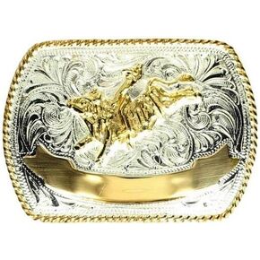 C1059202 Youth Rectangle Edge Ribbon Bull Rider Buckle