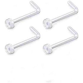 Jewelry 18g Clear Nose Septum Ring Bone Retainer Bioflex L Shape Nose Rings Studs Piercing Jewelry Flat Top