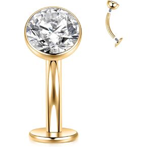 GAGABODY G23 Titanium Disc Bottom Floating Belly Button Rings for Women Curved Barbell Navel Rings 14g Belly Piercing 8/10/12/14mm Navel Rings Barbell Belly Piercings Jewelry