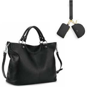 Kattee Leather Bag Bundle with Dual Pouch Wristlet Wallet