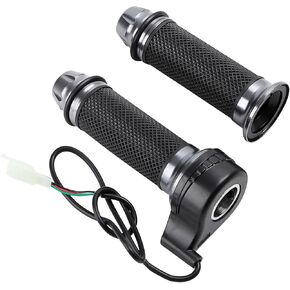 Minho 22mm/0.87" Electric Bike Handlebar with 3-Speed Control Funcation,E-bike Throttle Grip in Rubber and Metal Material for Universal Electric Bicycle Scooter,Titanium Color