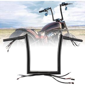 TIGERSGATE PRE-WIRED 14 بوصة Rise Ape Hangers 1 1/4 بوصة مجموعة مقود المرتزقة Fat Softail لـ 2016-2017 Harley Fatboy and Breakout (أسود)