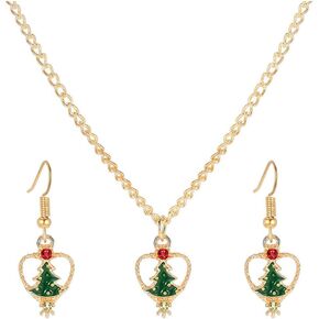 Christmas Necklace Earrings for Women Snowflake Necklace Earrings Set Christmas Tree Necklace Earrings Set Snowflake Pendant Necklace Snowflake Dangle Earrings Christmas Tree Earrings Christmas Tree Pendant Necklace