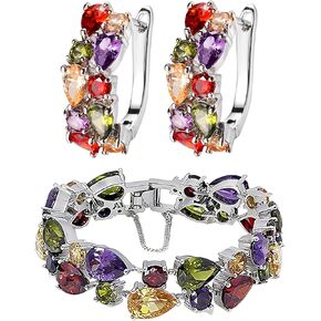Hermosa Classic Ladies Bracelet + Hoop Earrings Jewelry Set