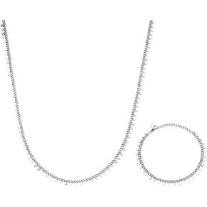 LUUK LIFESTYLE Filigree stainless steel necklaces, bracelets and jewelry sets, modern design jewels, fashion accessory for women, adjustable length, layer look, gold, silver and rosegold