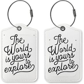 Couple Luggage Tags for Suitcases,Let The Adventure Begin 2 Pack Travel Suitcase Tags,Wood Stripes Traveling Accessories Baggage Tag Label with Steel Loop,Bride Groom Travel Gifts