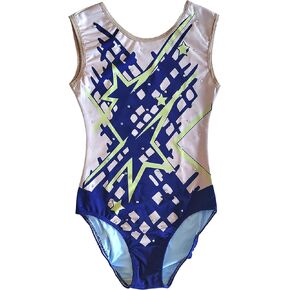 Girls' Rhythmic Gymnastics Leotards Blue Print Diamond Competition Performance