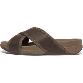 FitFlop Men's Surfer Webbing/Leather Cross Slides