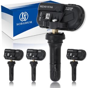 Sorghum Tire Pressure Monitoring System - Pre-Programmed TPMS Sensors 434MHz Compatible with 2014-2024 Ram 1500 2500 3500 Jeep Cherokee Replace# 68249197AA 68239720AA 68157568AA Set of 4