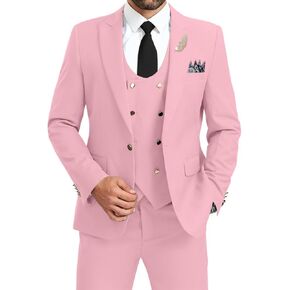 Men's Suits 3 Piece Double Breasted Slim Fit Suits for Men Business Wedding Prom Tuxedo Suit