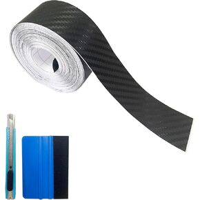 Carbon Fiber Vinyl Tape for Black Out Chrome Delete Window Trim with Tool Kit, Black Vinyl Wrap Tape Roll, Self-Adhesive Car Chrome Door Trim Delete Tape DIY Film (1 inches x 30 feet)