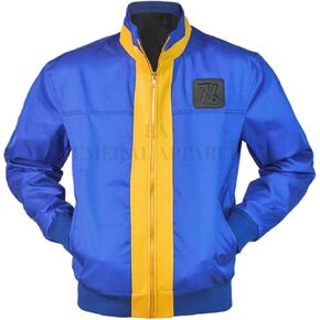 Blue & Yellow Cordura Jacket with 76" Embroidery - Sturdy and Stylish Outerwear for Everyday Adventure