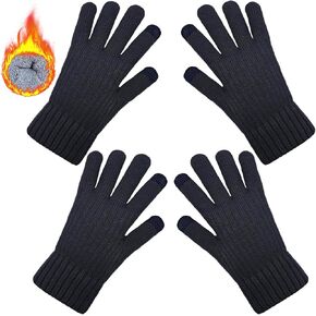 2 Pairs Winter Gloves for Men Touchscreen Fleece Wool Warm Thermal Texting Knit Womens Gloves for Cold Weather