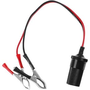Cigarette Lighter Extension Cord, 12V Battery Terminal Clip-on Female Cigarette Splitter Plug Extension Socket, Universal Car Accessories with Battery Clamp Connector