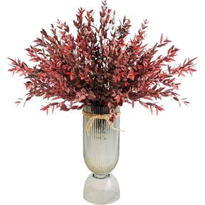 Natural Dried Preserved Willow Eucalyptus, Real Plant, for Wedding, Home Decor, 30 Pieces, Red