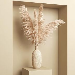 Opps Dried Pampas Grass Decor, 10PCS Boho Flowers Artificial for Decoration, 46'' Tall Fluffy Pampas Grass for Floor Vase, Wedding Floral Arrangements Wall Farmhouse Table Decor (Beige)