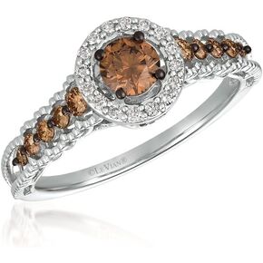 LE VIAN Chocolate Vanilla Diamond Statement Ring for Women I 14k White Gold Ring for Her (Brown/G-H, VS2-SI1, 0.64 cttw) Promise Wedding Anniversary Ring Size 7