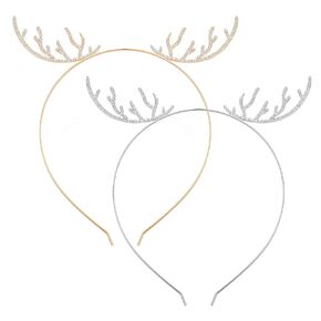 ANGLESJELL قطعتان من عصابات رأس عيد الميلاد للنساء والفتيات في عطلة الشتاء على شكل ندفة الثلج، عصابات شعر احتفالية لعيد الميلاد المجيد، هدايا إكسسوار للشعر (قطعتان من قرن الوعل)