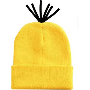 Yellow Beanie Knit Hats Adult Halloween Costume Accessories Cuffed Cap Halloween Cosplay Party Supplies For Adult (Yellow)