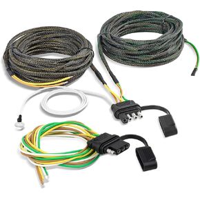 Oyviny 22FT 4 Pin 5 Wire Trailer Wiring Harness + 4FT 4 Flat Extension Connector, Pure Copper Wish-bond Trailer Light Adapter for Rewiring Trailer Both-Side Taillights W/Nylon Net Tube Protection