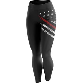 Tactical Pro Supply American Flag Leggings for Women, Workout High Waist Yoga Pants for Ladies - RL Crest Black (Small)