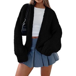 dowerme Women's Oversized Cardigan Casual Long Sleeve Open Front Drop Shoulder Cute Fall Sweaters Chunky Knit Outerwear