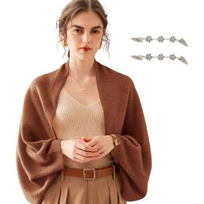 Cashmere Wrap Sweater for Women Warm Shawl Blanket Scarf with Sleeves Open Front Poncho Pashmina Shall with Two Shawl Clips