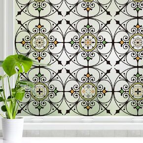 Window Film Privacy Static Cling Frosted Window Film for Glass Window Anti-UV Window Film Removable No-Glue Film Ironwork Film for Kitchen, Bathroom, Office 17.7" x 78.7"