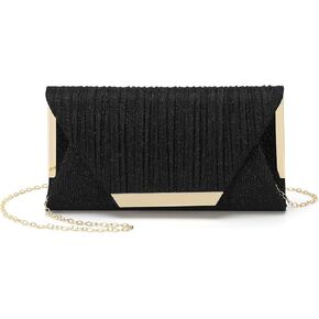 Evening Bags Clutch Purses for Women Formal, Purse Handbag Crossbody Bag with Chain Strap Shoulder Bag Sparkly for Wedding Guest Party Black