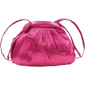 MINGSEECESS Women Fashion Cloud-Shaped Dumpling Bag Metallic Ruched Crossbody Cell Phone Bag Clutch Shoulder Handbag