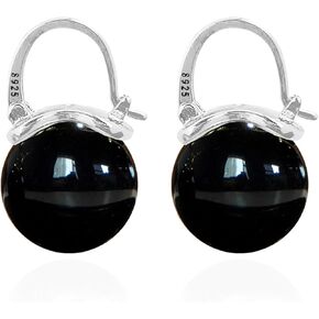 OwMell Elegant 925 Sterling Silver Pearl Drop Earrings Dangle Stud Gold Plated Earrings for Women Large Size 12mm