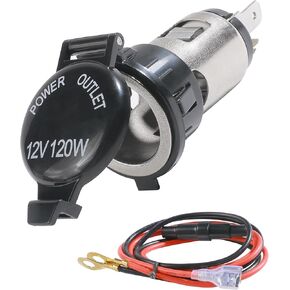Cigarette Lighter Socket,Car Accessories 12V Cigarette Lighter Socket with Waterproof Cover & Extension Cable,Universal Car Cigarette Lighter Socket for Automotive Truck Boat Motorcycle (1PCS)