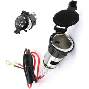 Zlirfy Cigarette Lighter Socket,Car Cigarette Lighter with Wiring Harness,DC 12V Waterproof Auto Lighter Socket Plug Outlet with Cover,Cigarette Lighter Replacement Automotive