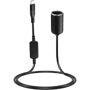 CERRXIAN 3.2ft USB C Male to 12V 18W Cigarette Lighter Socket Adapter Power Cable for Dash Cam,Radar Detector, GPS, Car Led Light Strips, and Other Automotive Electronics