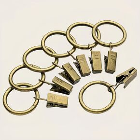 Curtain Rings with Clips, Drapery Clips with Rings, Hangers Drapes Rings 38 mm Interior Diameter,Circle Wire diameter3.5mm (38, Black)