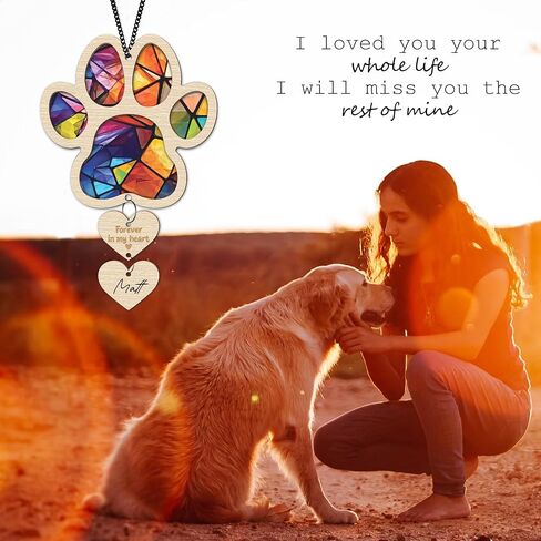6'' Golden Doodle Dog Memorial Suncatcher Personalized Name Dog Breed Pet Ornament Window Car Hanging Sympathy Gift for Loss of Pet Passed Away Remembrance Gift for Dog Lovers SCD-B11-6-08 in Saudi Arabia