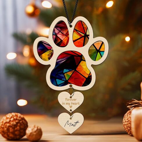 6'' Golden Doodle Dog Memorial Suncatcher Personalized Name Dog Breed Pet Ornament Window Car Hanging Sympathy Gift for Loss of Pet Passed Away Remembrance Gift for Dog Lovers SCD-B11-6-08 in Saudi Arabia