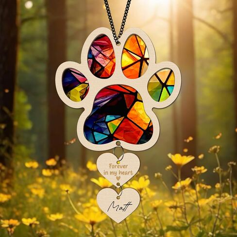 6'' Golden Doodle Dog Memorial Suncatcher Personalized Name Dog Breed Pet Ornament Window Car Hanging Sympathy Gift for Loss of Pet Passed Away Remembrance Gift for Dog Lovers SCD-B11-6-08 in Saudi Arabia