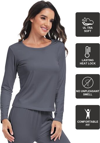 ZUTY 3 Pack Long Sleeve Thermal Shirts for Women Tops Long Johns Lightweight Winter Clothes Warm Base Layer in Saudi Arabia