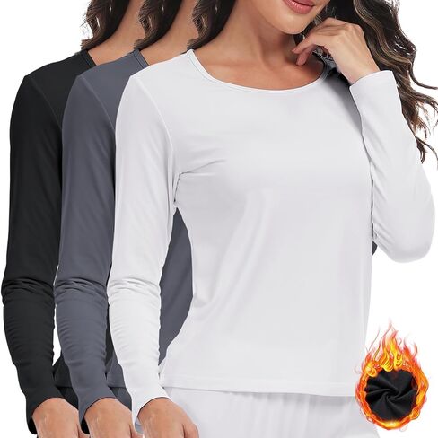 ZUTY 3 Pack Long Sleeve Thermal Shirts for Women Tops Long Johns Lightweight Winter Clothes Warm Base Layer in Saudi Arabia