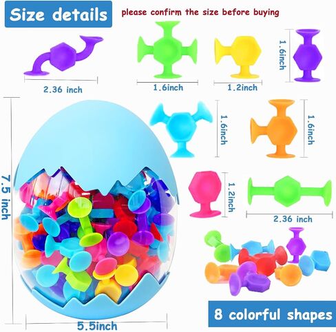 Bath Toys for Kids Toddlers Suction Cup Toys Animals Suction Sensory Toys Family Game Preschool Window Travel Toy Set - 40pcs Large Egg Container in Saudi Arabia