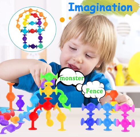 Bath Toys for Kids Toddlers Suction Cup Toys Animals Suction Sensory Toys Family Game Preschool Window Travel Toy Set - 40pcs Large Egg Container in Saudi Arabia