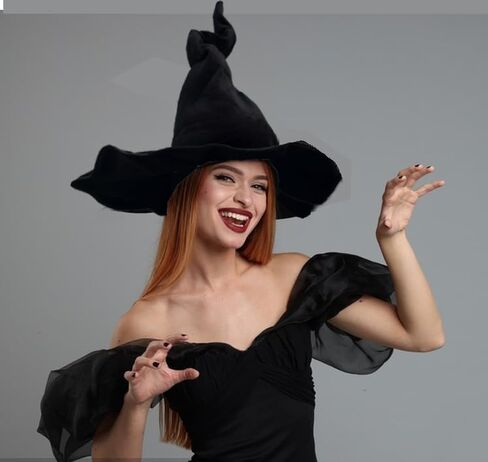 Black Witch Hat Adult Halloween Cosplay Costumes Accessory for Women Wicked Witches Hats Decor in Saudi Arabia