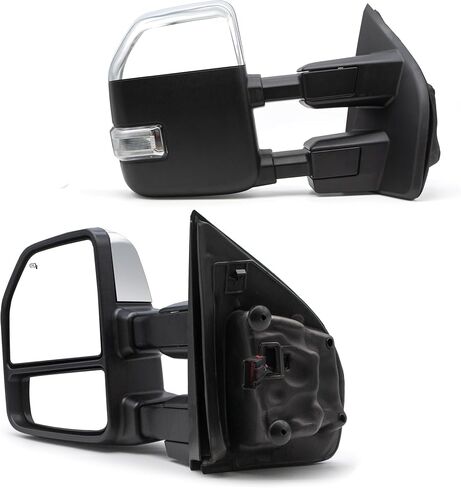 TOEMIRR Towing Mirrors fit for Ford F250 F350 F450 F550 Super Duty 2017 2018 2019 2020 Heated Power Temperature Sensor Turn Signal Auxiliary Light Manual Telescopic Black Tow Mirrors Rearview Mirrors in Saudi Arabia
